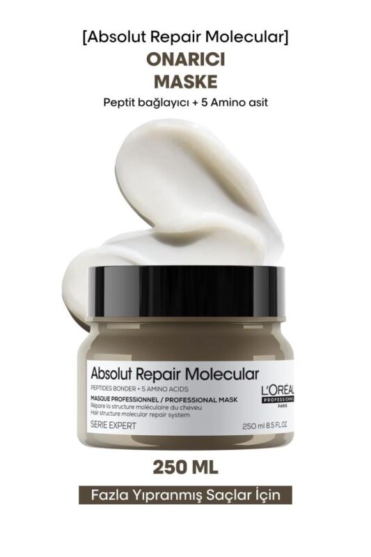 Absolut Repair Molecular Tüm Yıpranmış Saçlar İçin Yoğun Onarıcı Maske 250 ml - 1