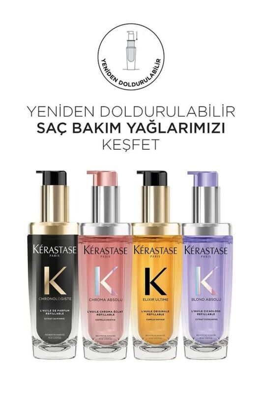 Kerastase Chroma Absolu L'huile Chroma Eclat Boyalı Saçlar Için Bakım Yağı 75 ml Yeniden Doldurulabilir - 8