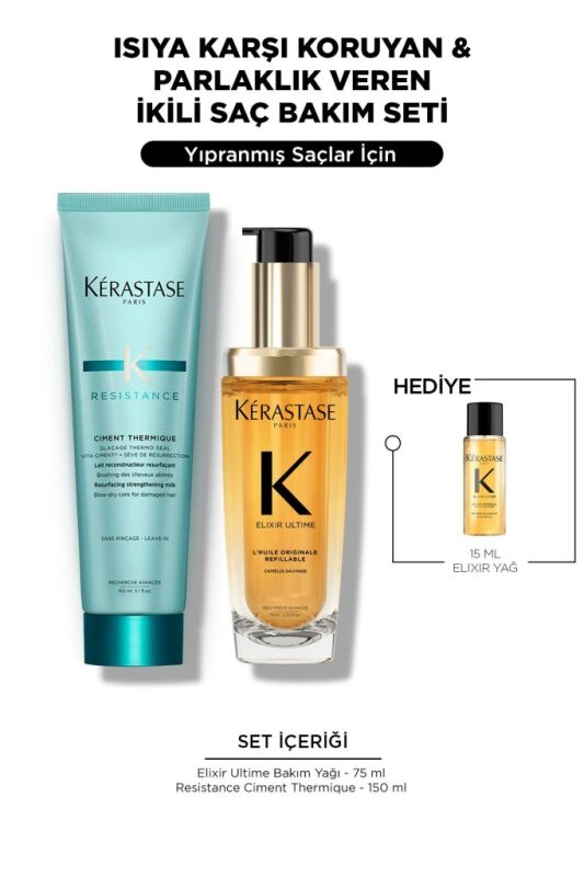 Elixir & Ciment Thermiq Isıya Karşı Koruyan & Parlaklık Veren Ikili Saç Bakım Seti - 1