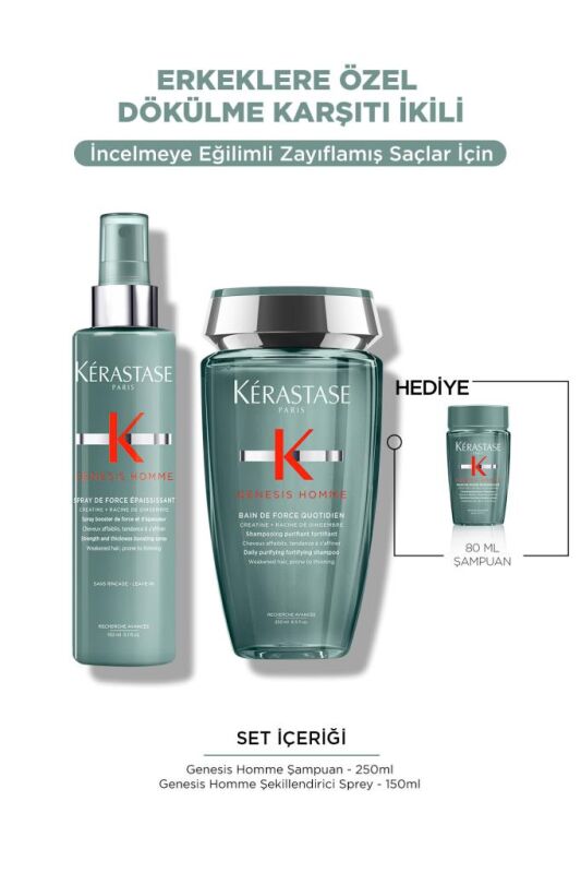 Genesis Homme Erkeklere Özel Hediyeli Yoğunlaştırıcı Saç Bakım Seti - 1