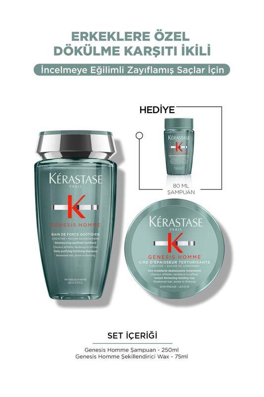 Kerastase Genesis Homme Erkeklere Özel Yoğunlaştırıcı Hediyeli Saç Bakım Seti 3