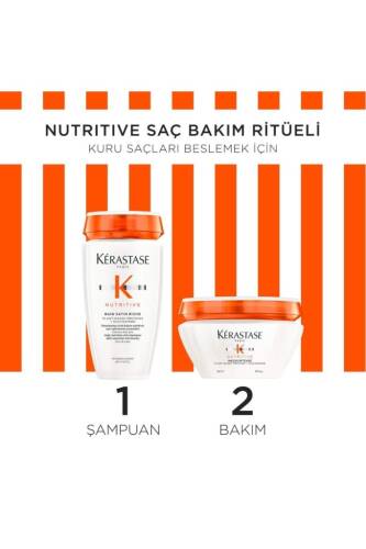 Nutritive Kuru Saçlar İçin İkili Set Bain Satin Riche Şampuan 250ml Masquintense Saç Maskesi 200ml - 3