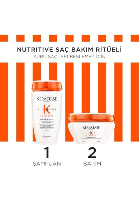 Nutritive Kuru Saçlar İçin İkili Set Bain Satin Riche Şampuan 250ml Masquintense Saç Maskesi 200ml - 3