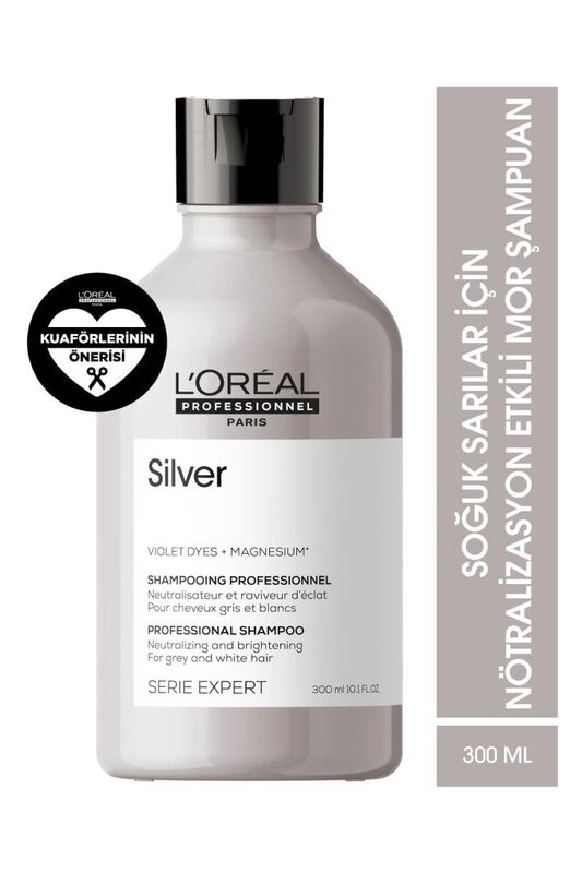 Serie Expert Silver Çok Açık Sarı, Gri Ve Beyaz Saçlar Için Renk Dengeleyici Mor Şampuanı 300 Ml